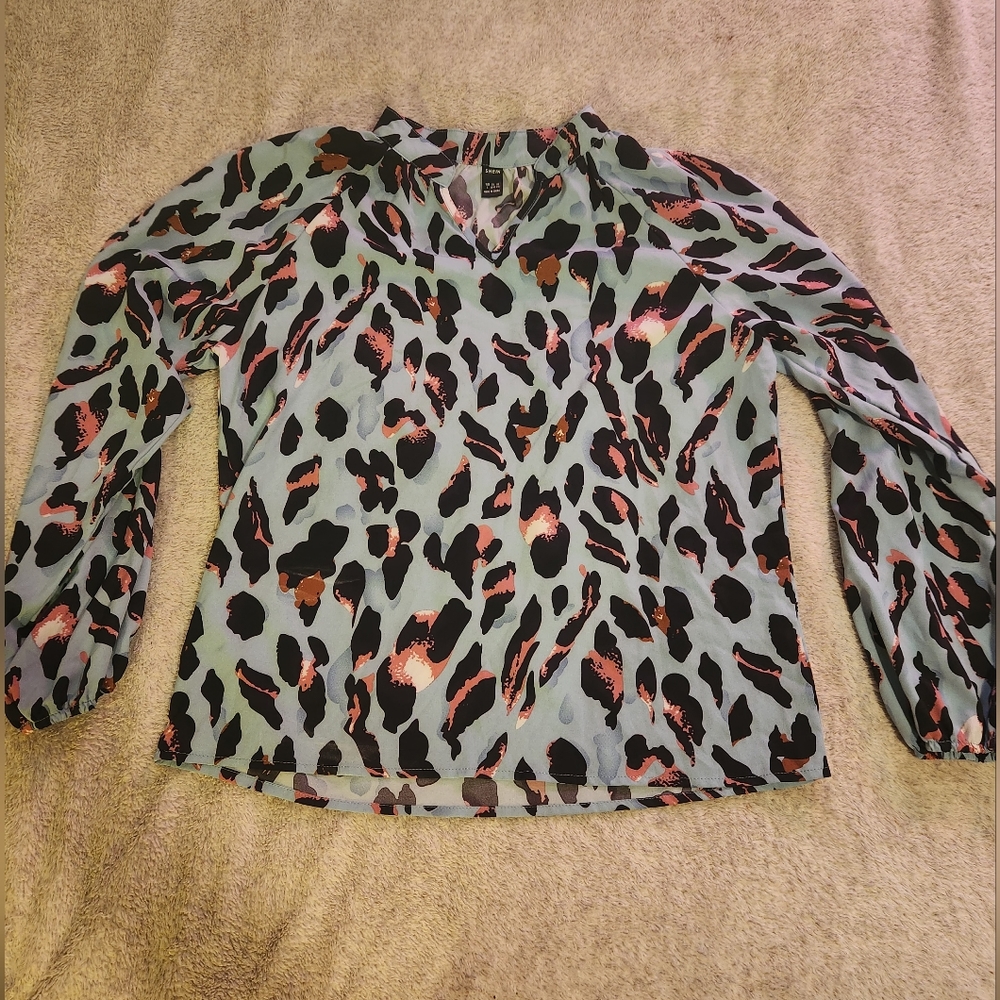 Shein Abstract Animal Print Lightweight Long Sleeve Top NWOT New without tags  L